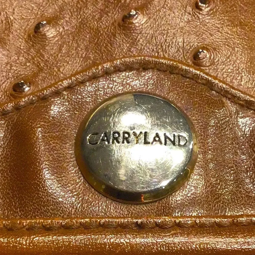 Carryland Brown Faux Ostrich Leather Flap Closure Retro Classic Shoulder Bag
